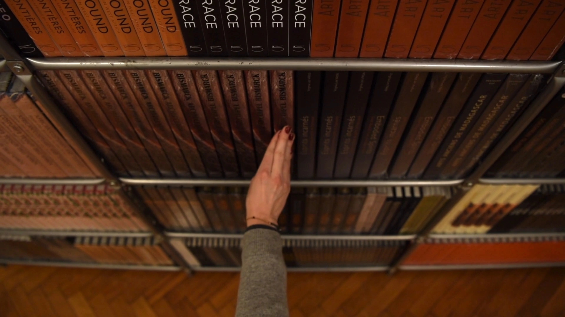 Choosing a book from the shelves