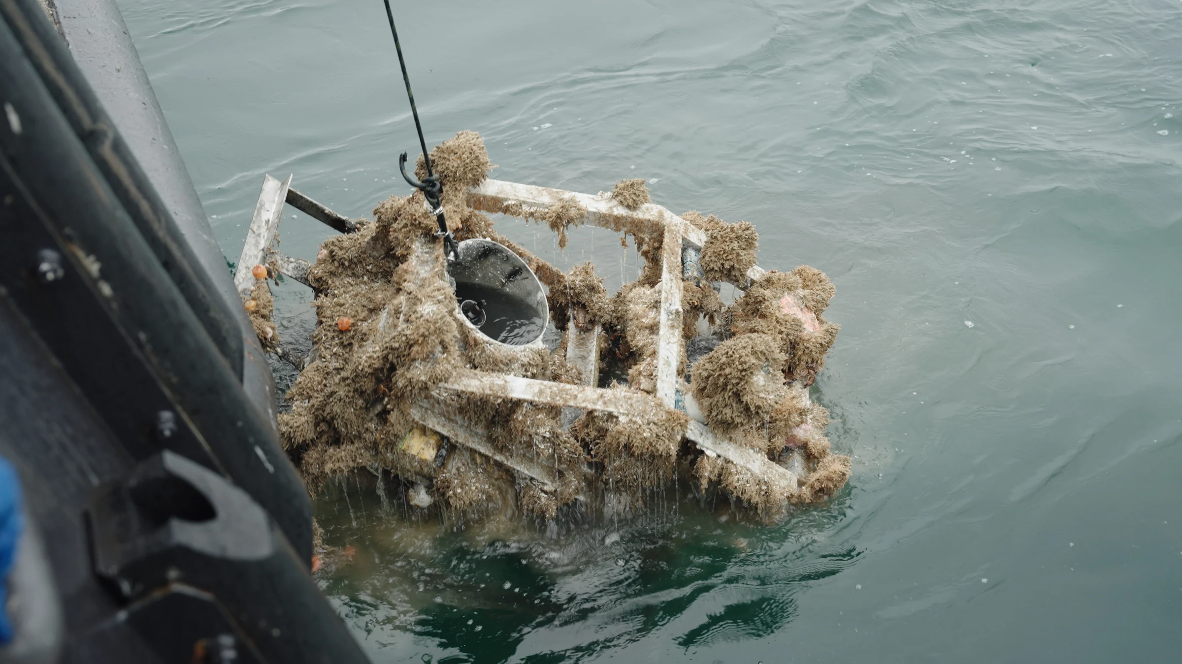 Marine equipment emerging from the sea
