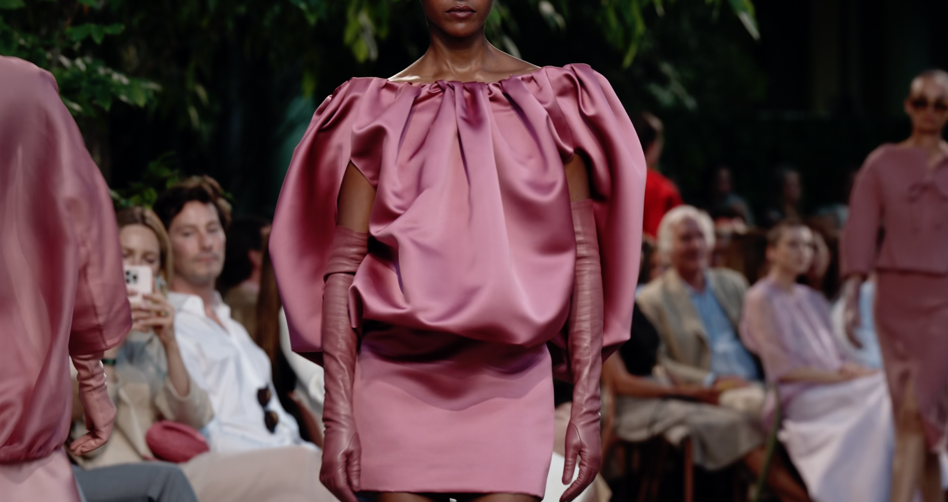 Rose-coloured silhouette — fabric and gloves